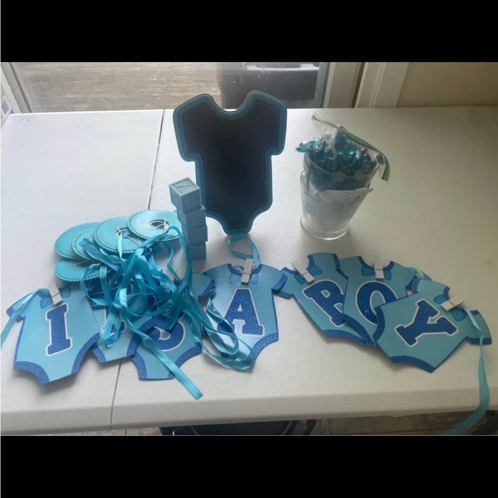 Blue Baby Shower Party Supplies Set